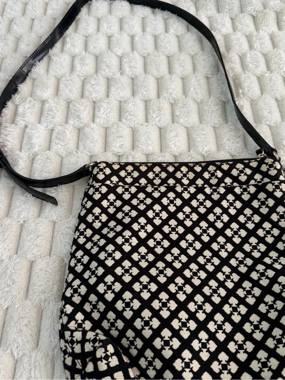 kate spade Black & Cream Patterned Shoulder Bag